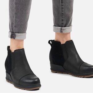 Sorel Black Wedge Waterproof Ankle Boots
